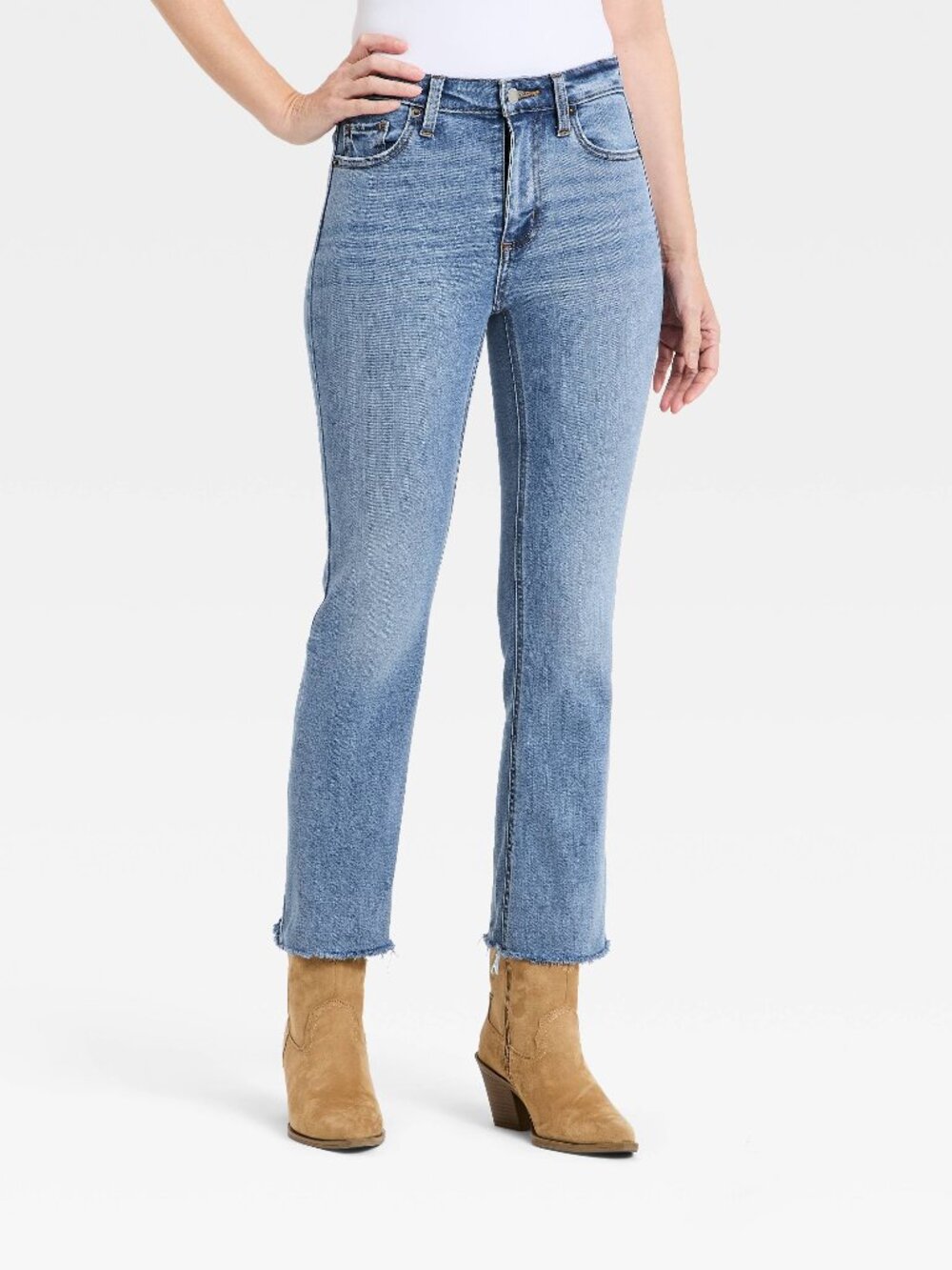 NWT Women's Universal Thread Size 8S High-Rise Kick Flare Raw Hem Jeans